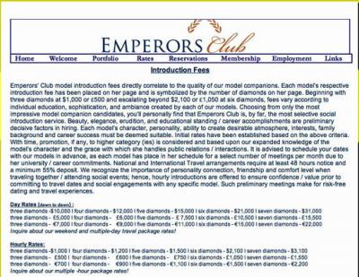 Emperors club rates