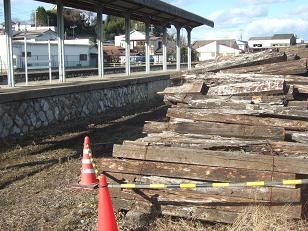 旧常陸太田駅の今は無き線路と枕木